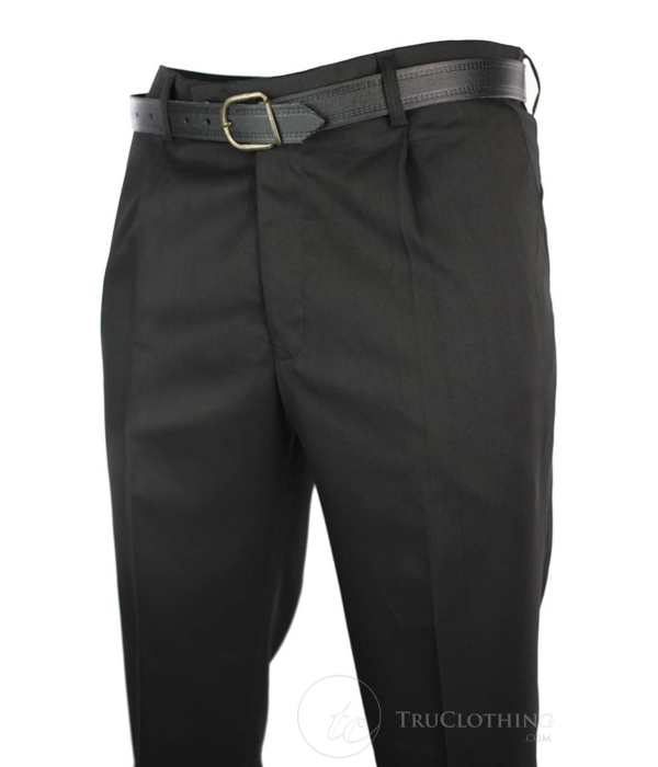 Mens Black Smart Work Office Wedding Trousers W Belt Short Reg Long