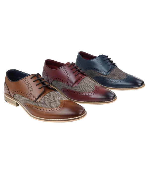 Mens Leather & Tweed 1920s Gatsby Shoes