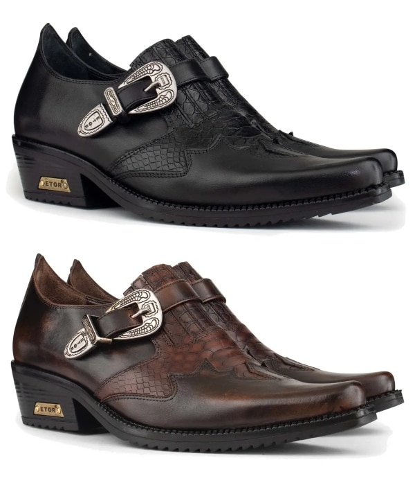 Mens Real Leather Riding Shoes with Buckle