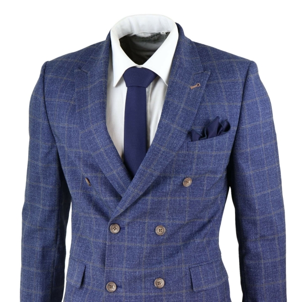 Blue Check Double Breasted 2 Piece Suit