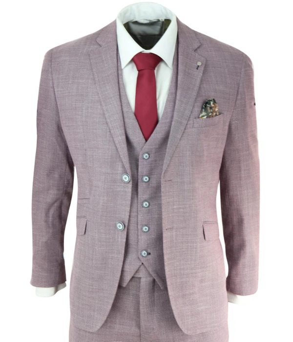 Mens Blush Pink Summer Linen Suit