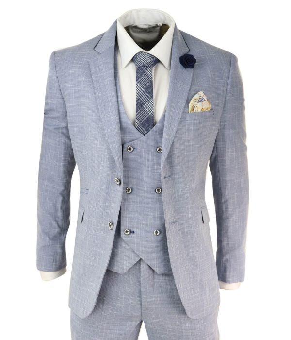 Mens Light Blue 3 Piece Suit