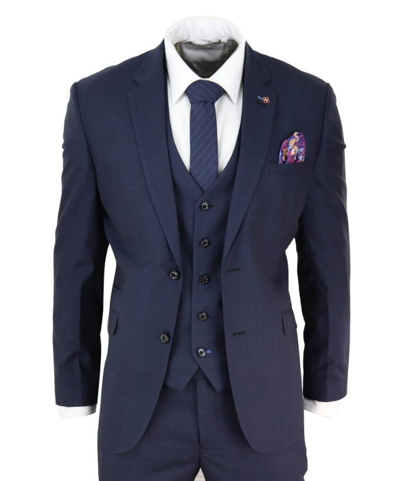 Mens Navy Blue Tailored Fit Suit