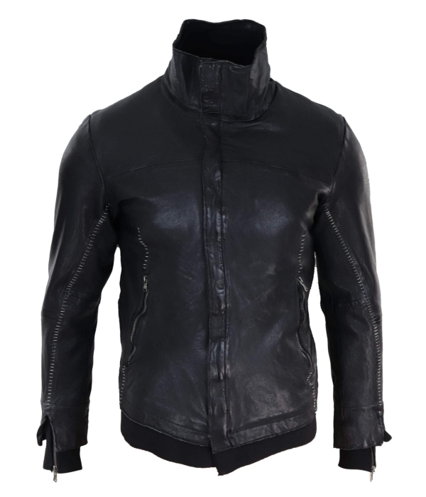 Real Leather Distressed Slim Fit Mens Jacket