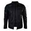 Genuine Real Leather Mens Black Slim Fit Retro Vintage Casual Biker Style Jacket Badges
