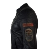 Genuine Real Leather Mens Black Slim Fit Retro Vintage Casual Biker Style Jacket Badges