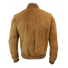 Varsity Mens Real Suede Leather Bomber College Jacket Classic Retro Vintage - Tan Brown