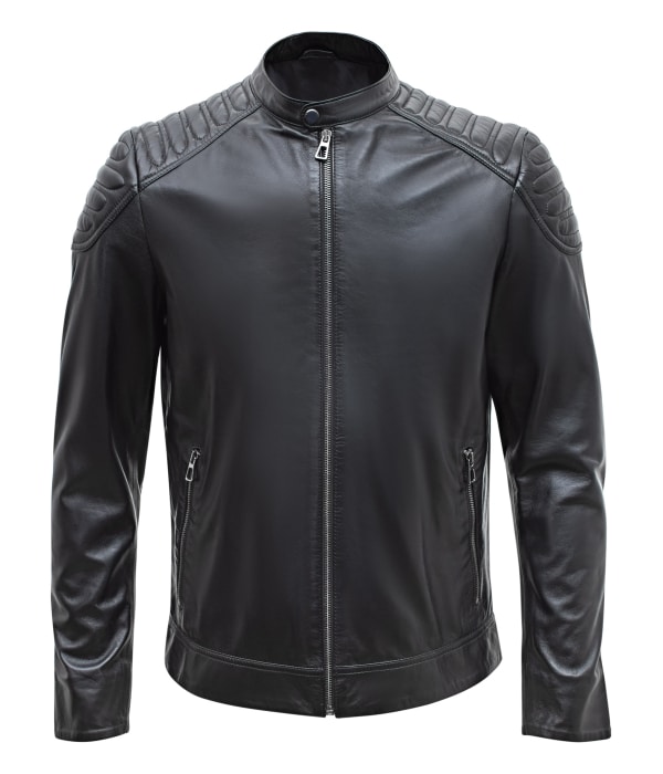 Happy Gentleman B110 - Genuine Real Black Leather Jacket for Men - Slim Fit
