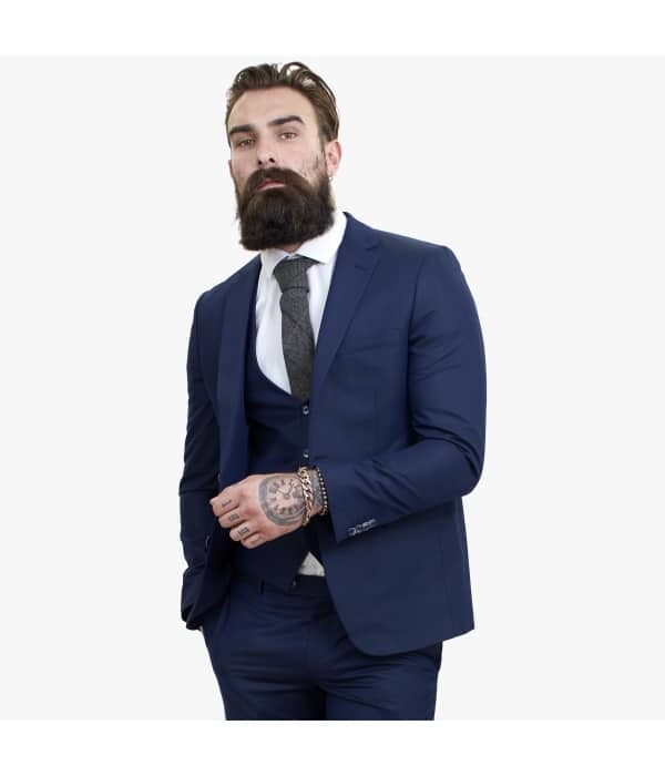 Happy Gentleman BELLO Navy Blue 3 Piece Suit Wool Tailored Fit