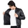 Lamb Real Leather Black Bomber Jacket for Men Regular Fit - B203