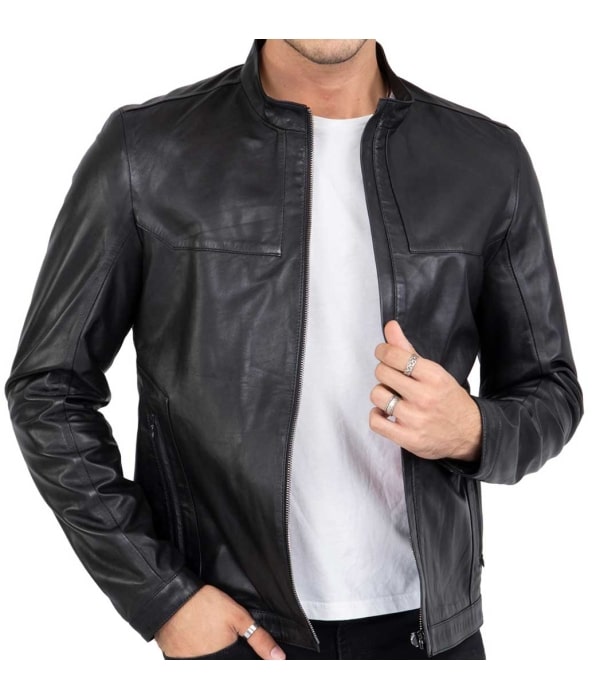 Lamb Premium Leather Black Biker Jacket for Men Tailored Fit - B207