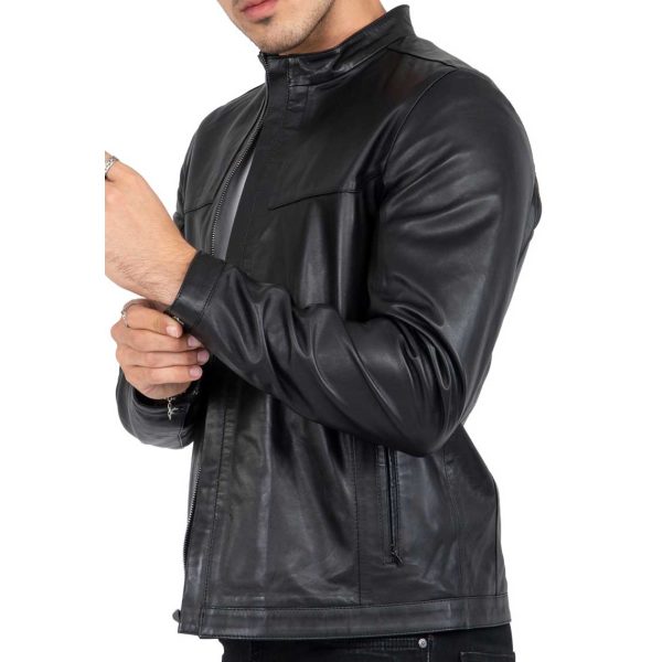 Lamb Premium Leather Black Biker Jacket for Men Tailored Fit - B207