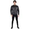 Real Lamb Leather Motorcycle Black Tailored Fit Jacket for Men Beckham - B205