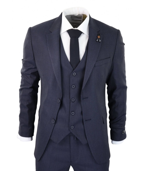 Navy-Blue Pinstripe 3 Piece Suit - RC20-31