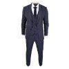 Navy-Blue Graph Check 3 Piece Suit - RK20-02