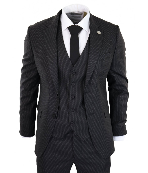 Black Pinstripe 3 Piece Suit - RK20-30