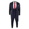 Men's Navy Herringbone 3 Piece Suit