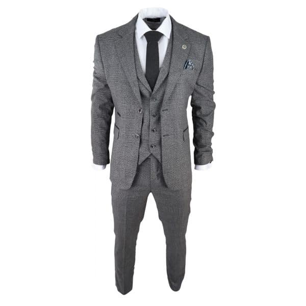 Men's Grey Glen Check 3 Piece Suit
