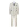 Boys 3 Piece Cream Tweed Wedding Party Check Suit Tailored Fit Smart Formal
