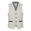 Boys 3 Piece Cream Tweed Wedding Party Check Suit Tailored Fit Smart Formal