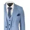Mens Light Blue Sky 3 Piece Suit Classic Stitch Wedding Summer Prom Classic