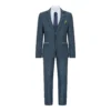 Boys Blue 3 Piece Herringbone Tweed Check Vintage Tailored Fit Suit