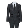 Boys Grey Black 3 Piece Tweed Suit Herringbone Wine Vintage Retro