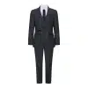 Boys Grey Black 3 Piece Tweed Suit Herringbone Wine Vintage Retro