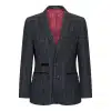 Boys Grey Black 3 Piece Tweed Suit Herringbone Wine Vintage Retro