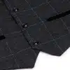 Boys Grey Black 3 Piece Tweed Suit Herringbone Wine Vintage Retro
