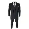 Mens Classic Black 3 Piece Suit Slim Fit Vintage Retro 2 Button Smart Formal