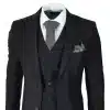 Mens Classic Black 3 Piece Suit Slim Fit Vintage Retro 2 Button Smart Formal