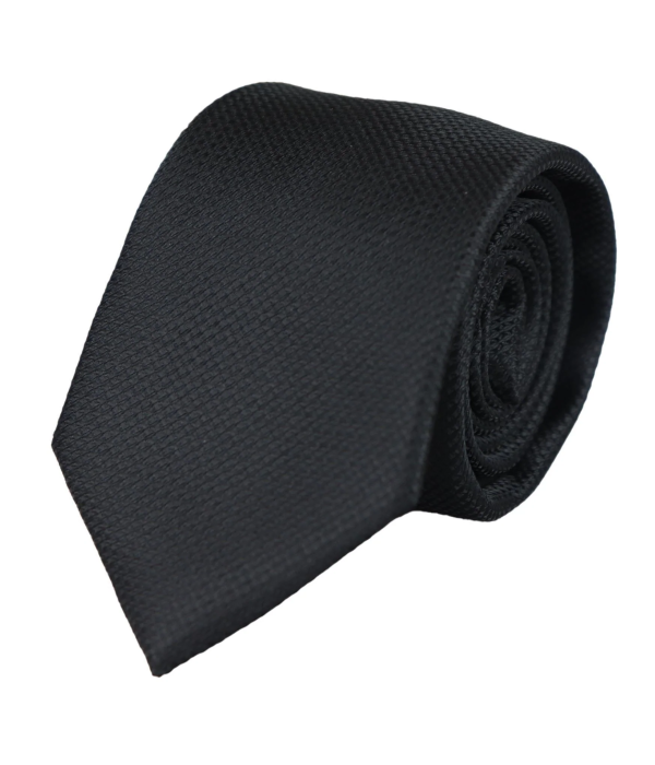 Satin Silk Textured Black Tie Gift Set Pocket Square Cuff Links Tie Matt Satin