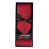 Satin Silk Textured Red Tie Gift Set Pocket Square Cuff Links Tie Matt Satin