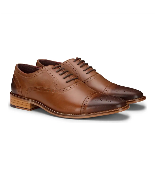 Mens Real Leather Classic Brogues Black Laced Shoes Smart Formal Leather Vintage