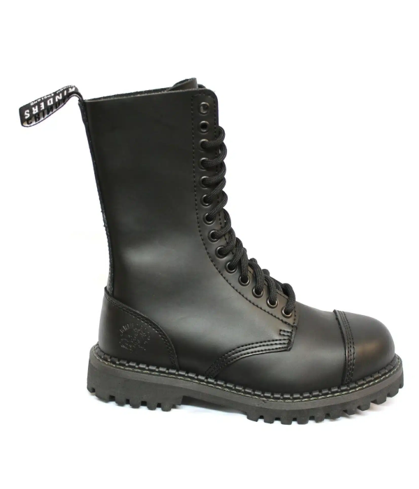 Unisex Real Leather Military Boots Black Ginders Herald Punk Rock Safety Steel Toe