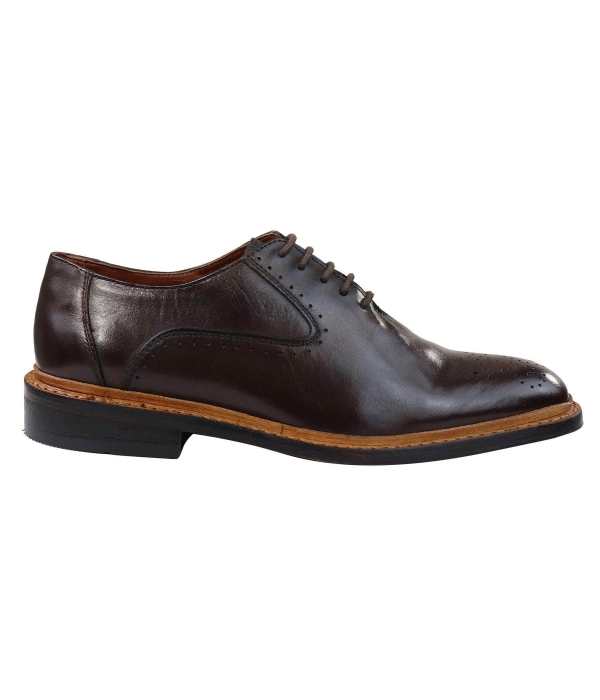 Mens Brogue Oxford Shoes Tan Black Laced Leather Goodyear Welted