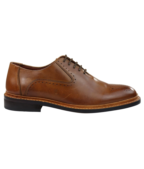 Mens Brogue Oxford Shoes Tan Brown Black Laced Leather Goodyear Welted