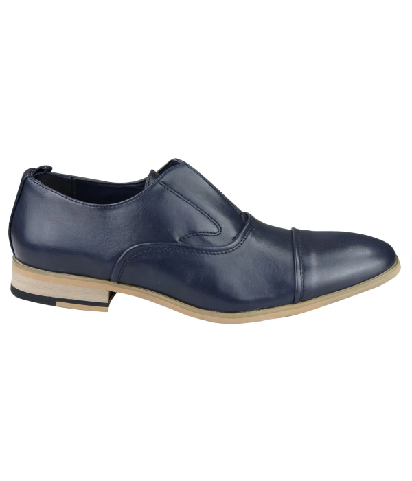 Mens Slip On Real Leather Shoes Smart Formal Navy Tan Brown Wedding Office Party