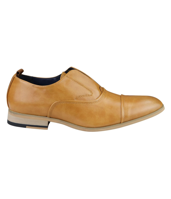 Mens Slip On Real Leather Shoes Smart Formal Navy Tan Brown Wedding Office Party