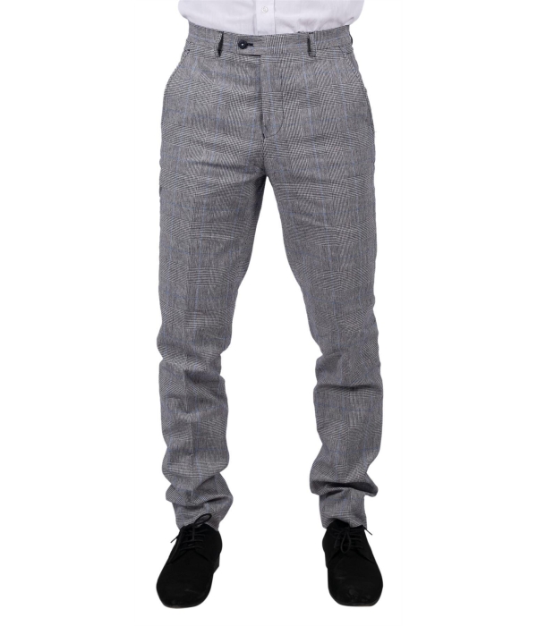 Arriga - Men's Grey Blue Check Trousers