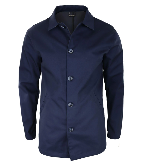 Mens Mid Length Overcoat Jacket Light Weight Smart Casual Navy Mac