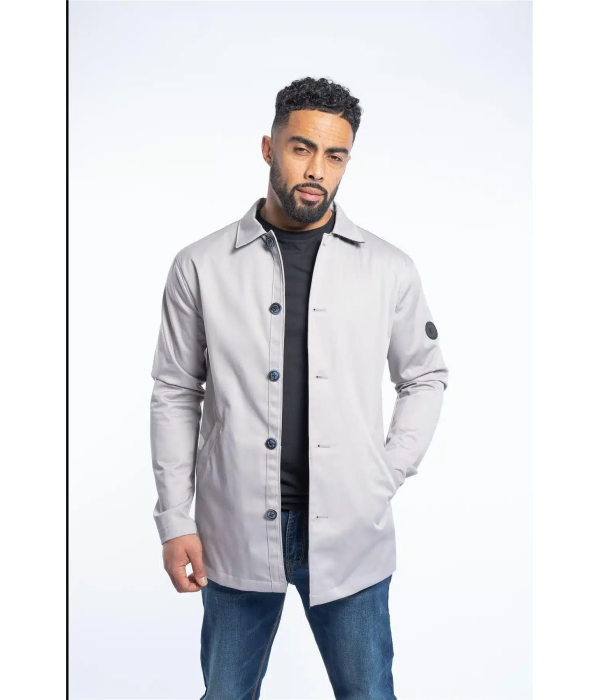 Mens Mid Length Overcoat Jacket Light Weight Smart Casual Beige Stone  Mac