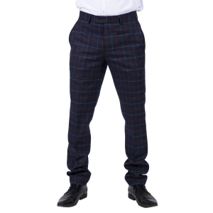 Kenneth – Men’s Navy Tweed Check Trousers