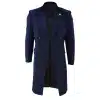Mens 3/4 Long Double Breasted Navy Overcoat