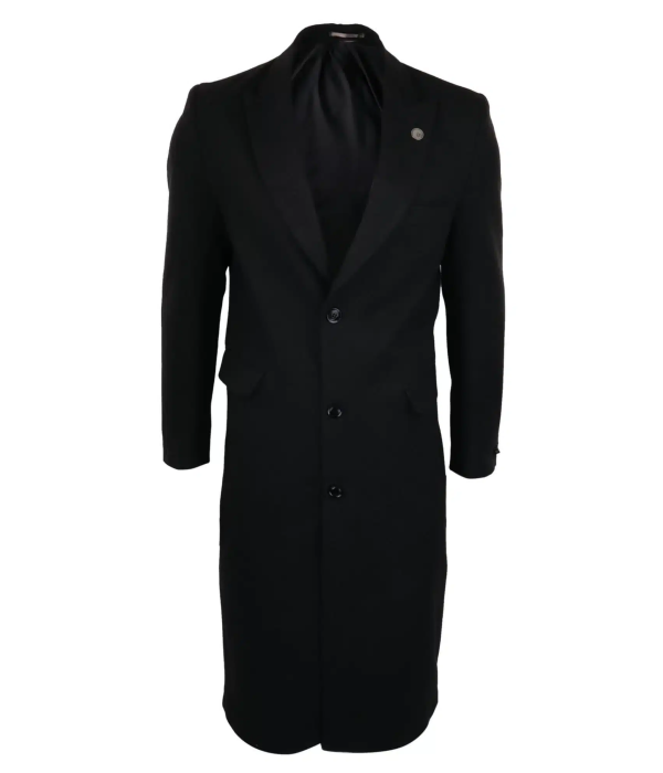Compare Color Mens Full Lenth Overcoat Mac Jacket Wool Feel Black 1920s Blinders