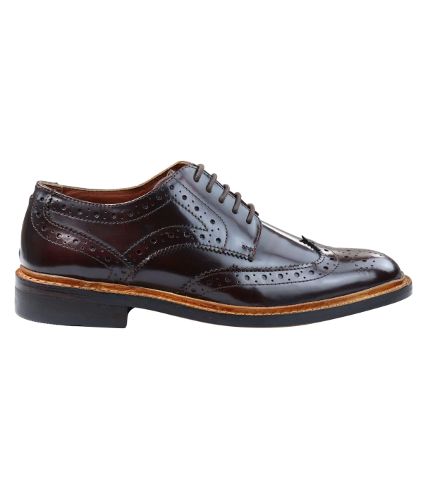 Mens Oxford Brogue Shoes Laced Leather Goodyear Welted Tan Brown Burgundy