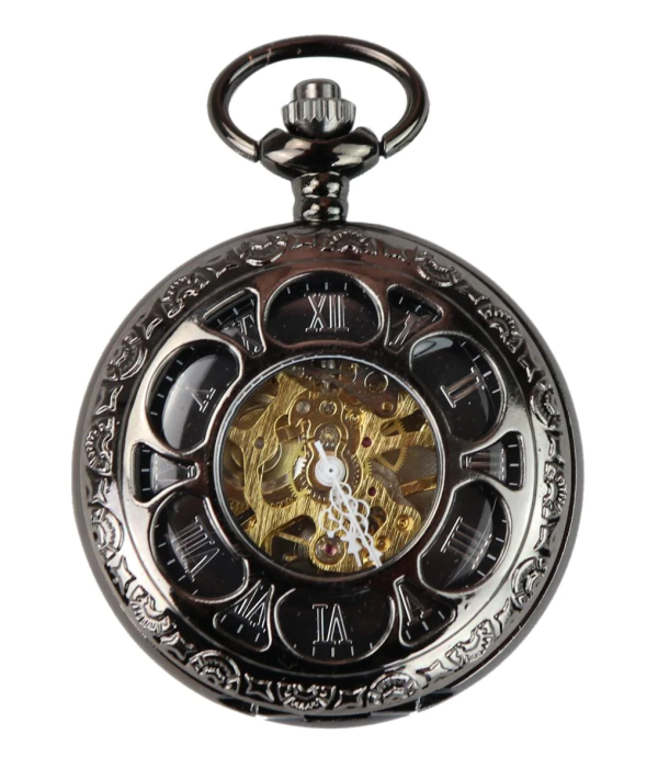 Black Vintage Mechanical Pocket Watch