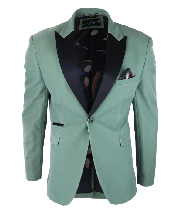 Mens Velvet Blazer Tuxedo Jacket Black Satin Lapel Pastel Blue Pink Green