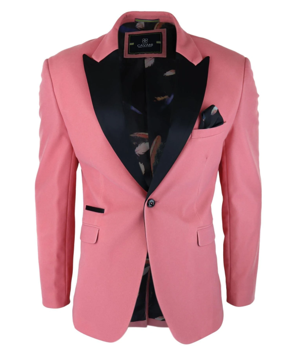 Mens Velvet Blazer Tuxedo Jacket Black Satin Lapel Pastel Pink